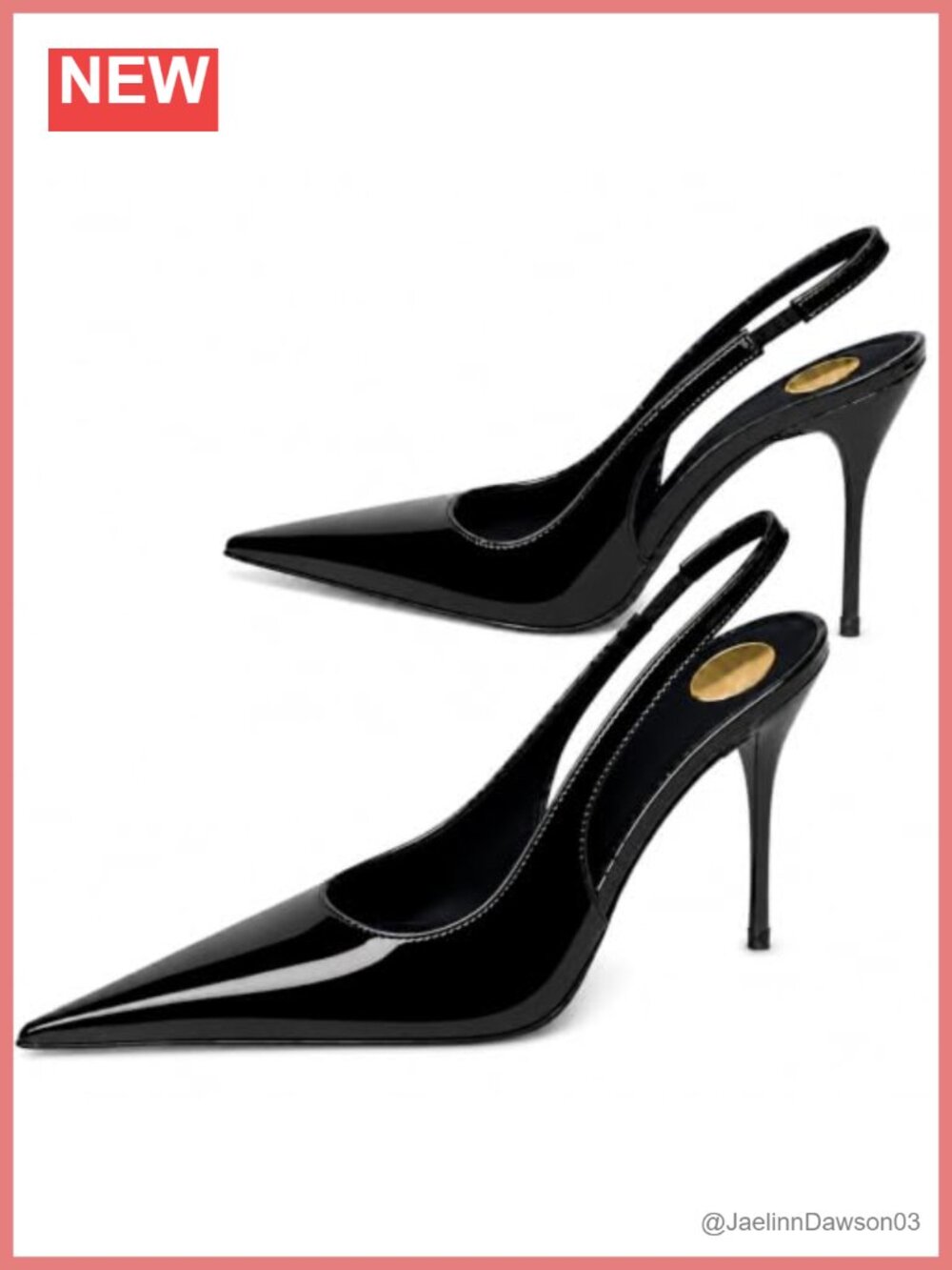 Patent Leather Pointed Toe Slingback Pumps Stiletto Heels Women's Dress Shoes